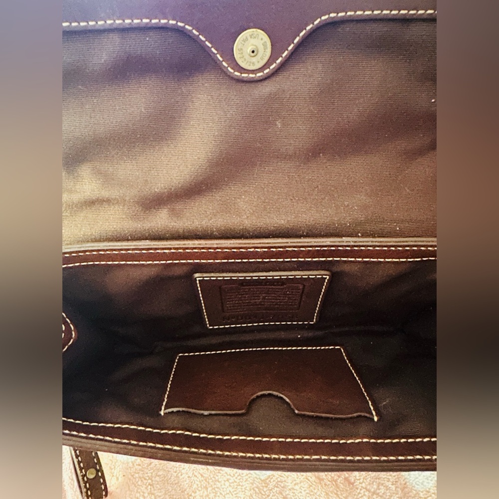 Authentic Vintage Coach Brown Suede  and Leather Clutch with Brass Buckle! - Picture 7 of 10